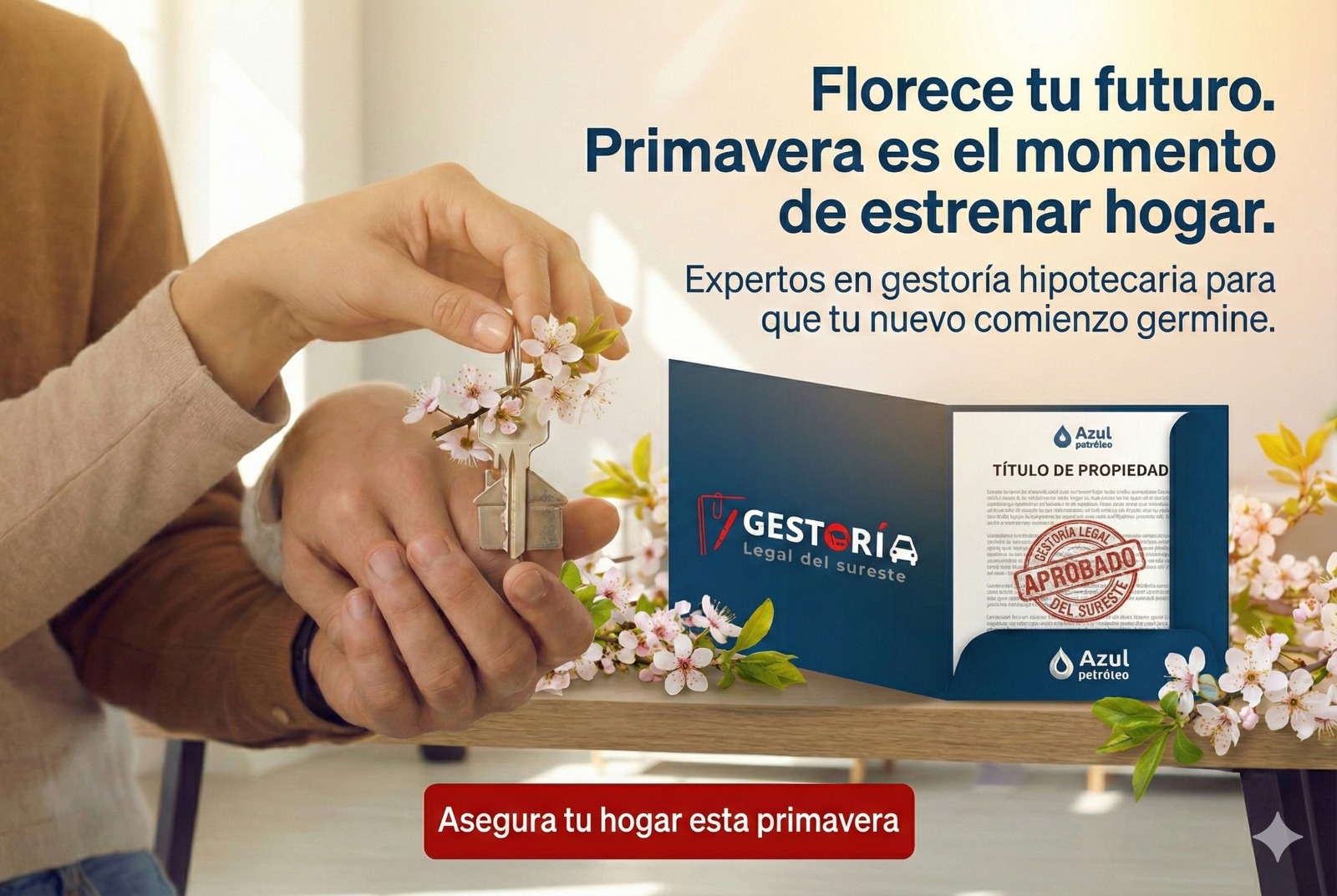 Llaves con flores y documento de Fovissste